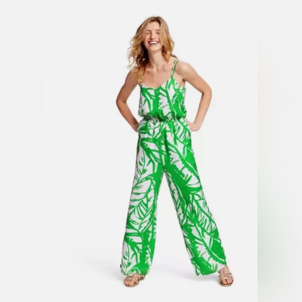 Lilly Pulitzer‎ x Target Green/White Palm Tropical Jumpsuit Women's Medium